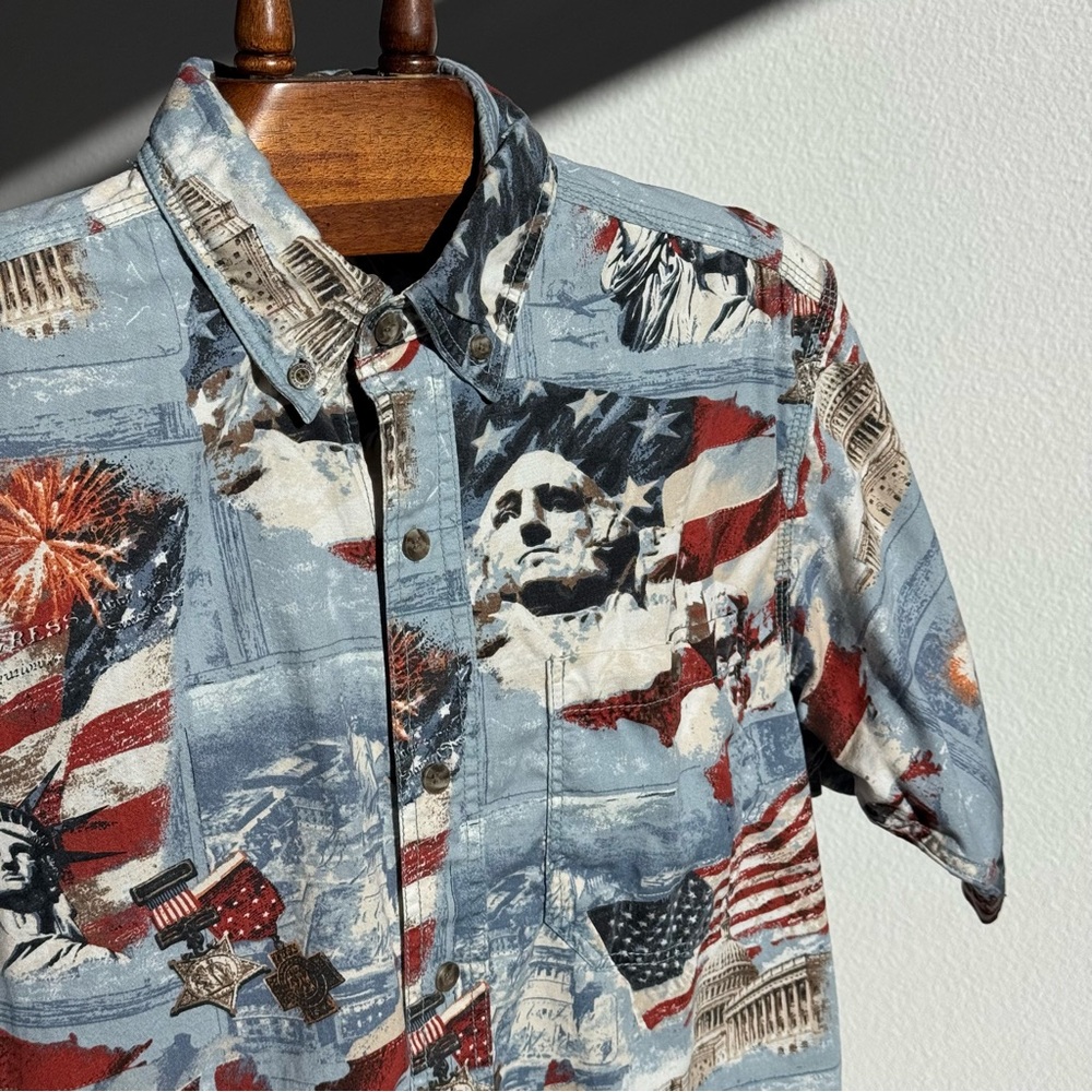❌❌SOLD❌❌ RedHead Blue and Red Patriotic Button Down Shirt - Picture 2 of 8